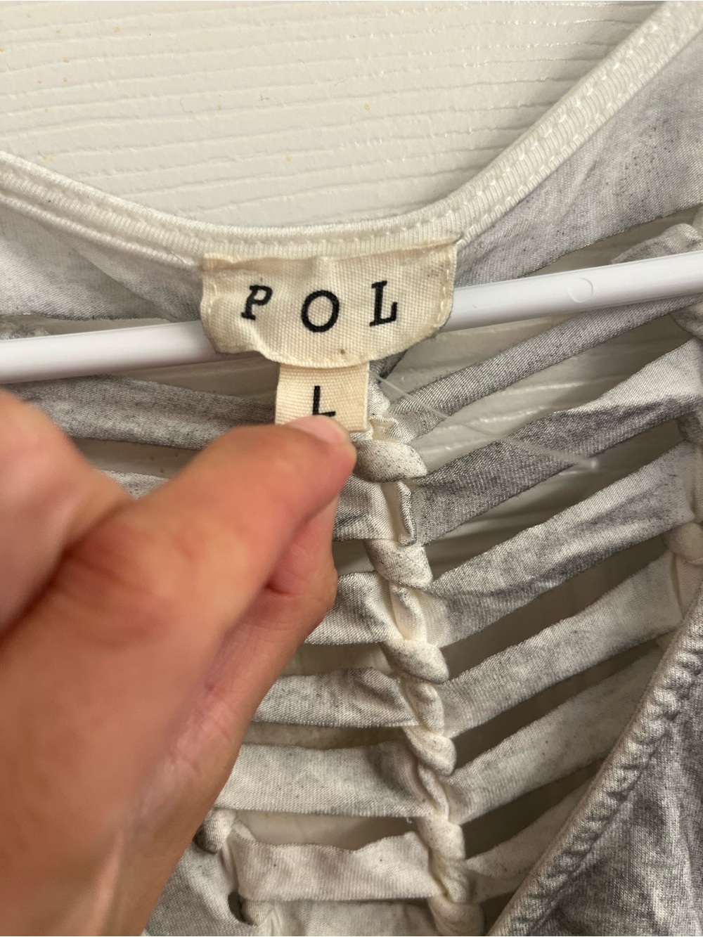 Pol Handmade Distressed Lace-Up Tank Top - Gray - Picture 3 of 3